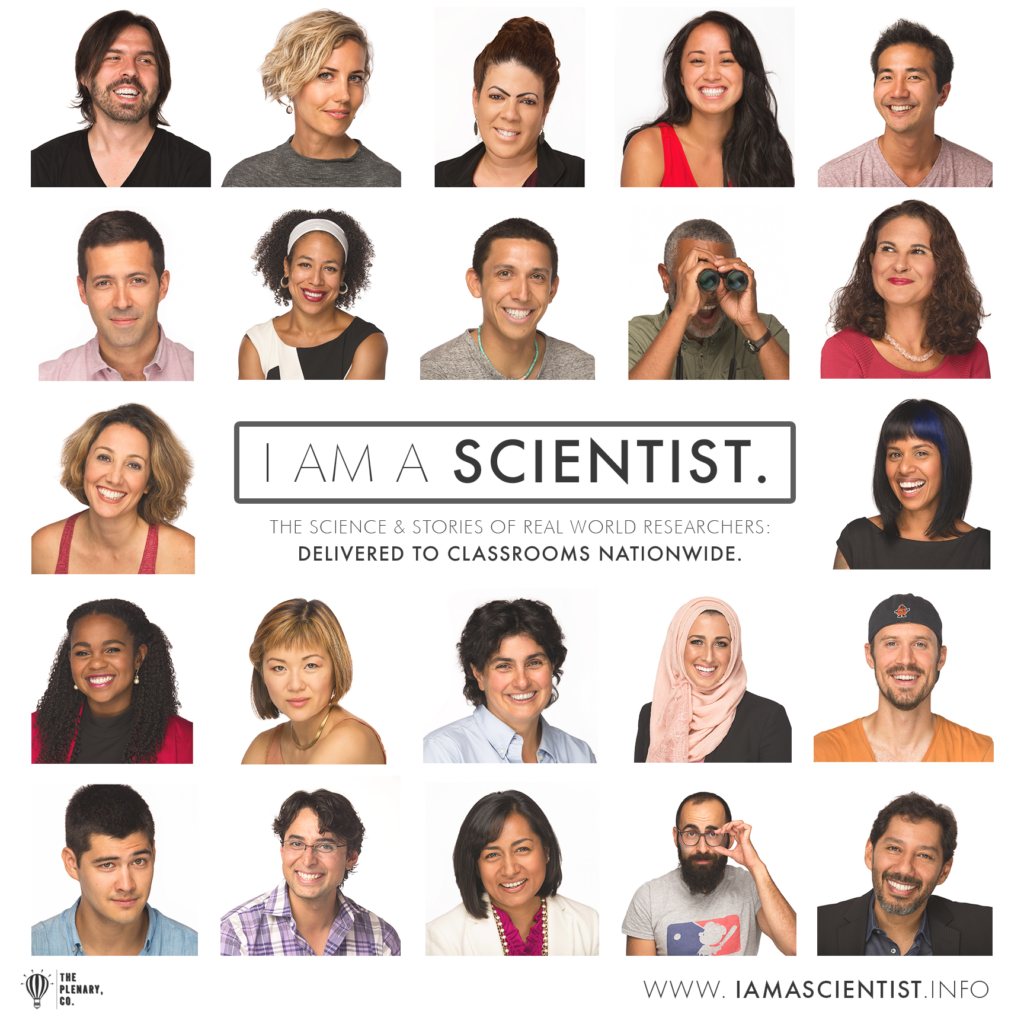 I am Scientist logo with 22 faces 