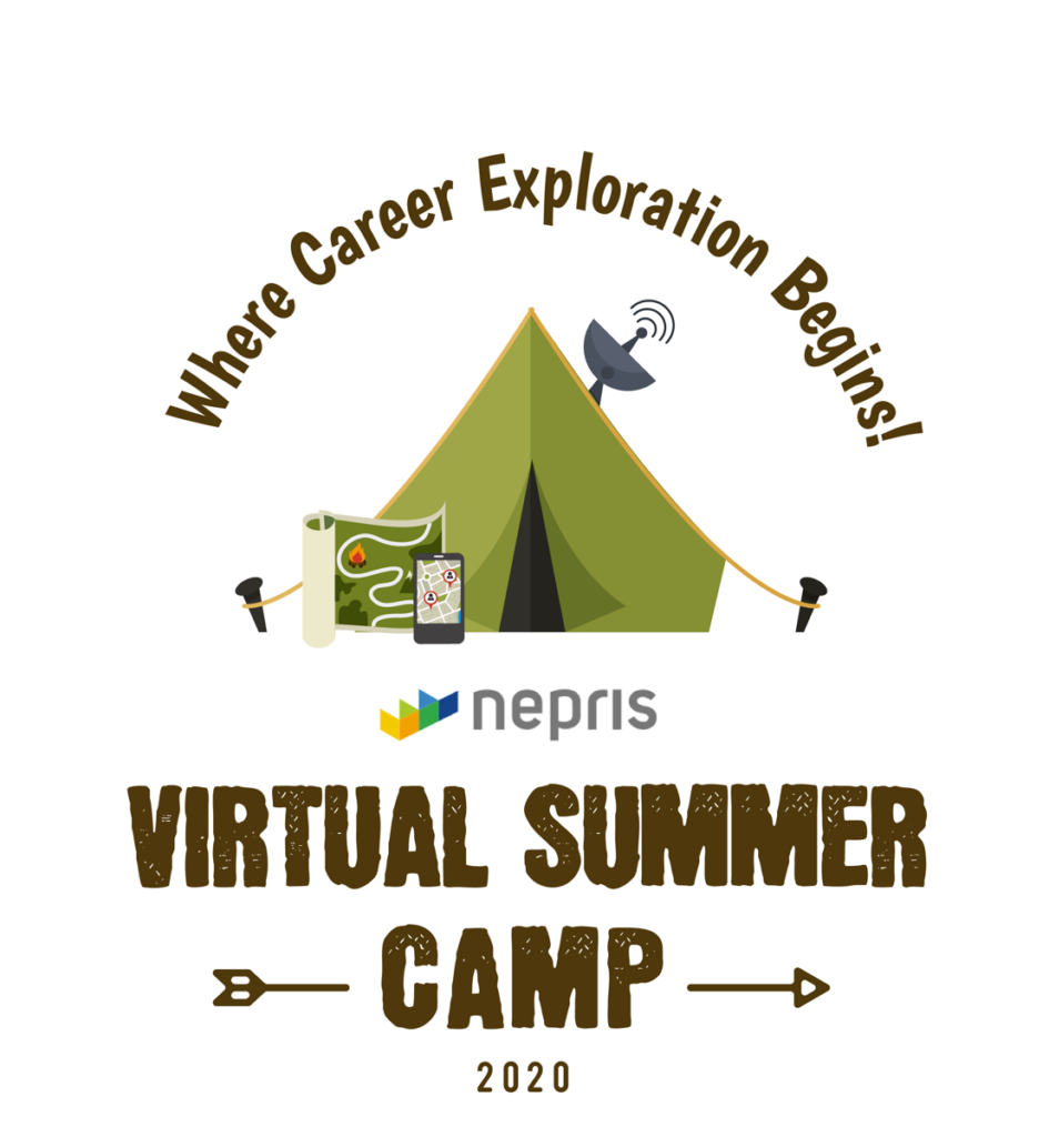Nepris Virtual Summer Camp logo with green tent