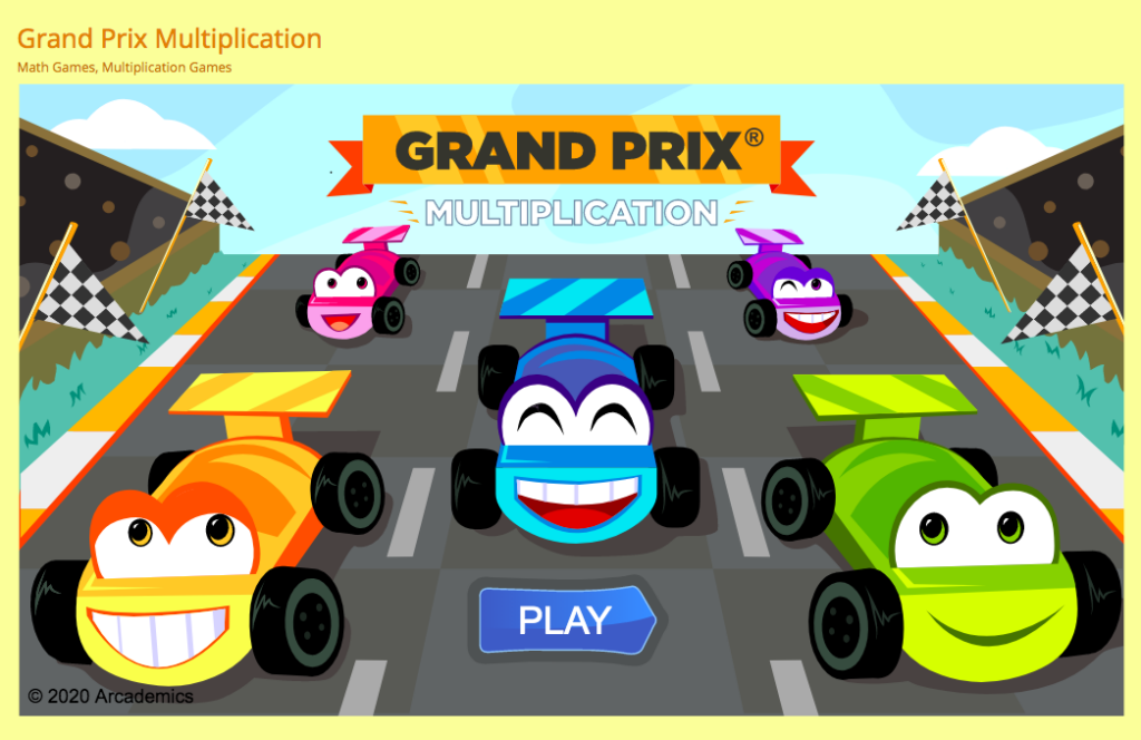 Grand Prix Mathematics logo with colorful animated cars