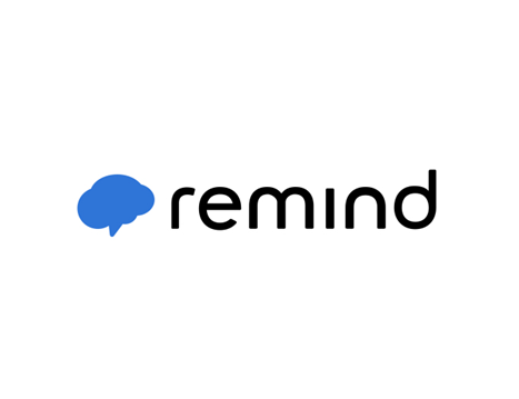 Remind logo with black lettering a blue thinking cloud