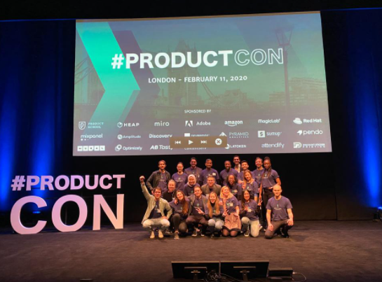 The Product School team at one of their events - ProductCon, in February, 2020.