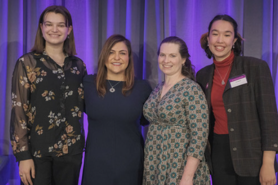 The Tech Student Board member Olivia Herning, VP of Engineering at LinkedIn Erica Lockheimer, President and CEO of The Tech Katrina Stevens, and The Tech Student Board Member Tia Quon spoke to 300 STEM professionals and high school students at The Young Women at The Tech Luncheon May 13, 2022. The event is part of a larger initiative by The Tech Interactive to inspire and empower more young women to pursue careers in STEM.